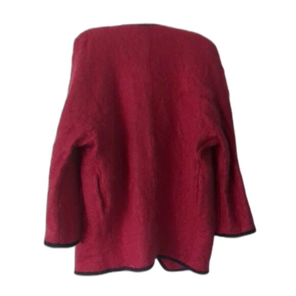 Tony Lambert VTG Wool Cocoon Coat Size 12 Womens BerryRed Open Shawl Collar Warm - Picture 4 of 12